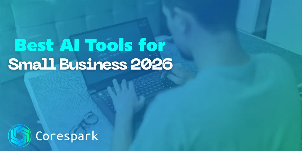 A comparison board showing AI tools for writing, marketing, automation, and cybersecurity for small businesses.