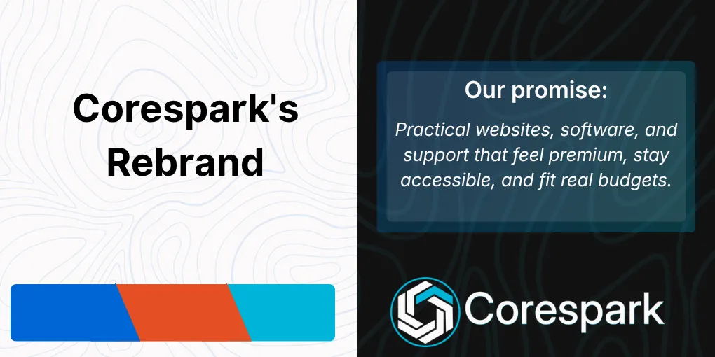A small business owner reviewing a rebrand-focused website message about quality, accessibility, and practical pricing.