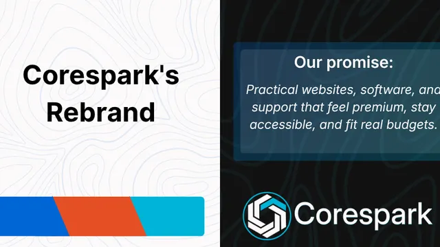 A small business owner reviewing a rebrand-focused website message about quality, accessibility, and practical pricing.