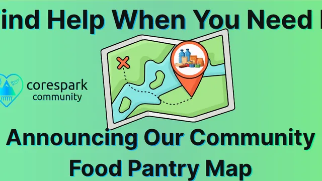 A map icon and a food icon, representing the new community food pantry map resource.