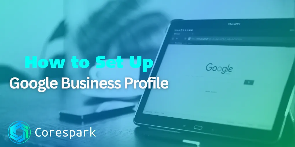 A business owner completing a Google Business Profile setup checklist on a laptop.