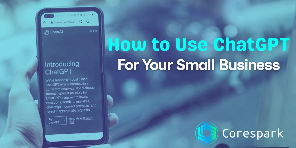 A small business owner using ChatGPT on a phone to draft emails, social posts, and customer replies.