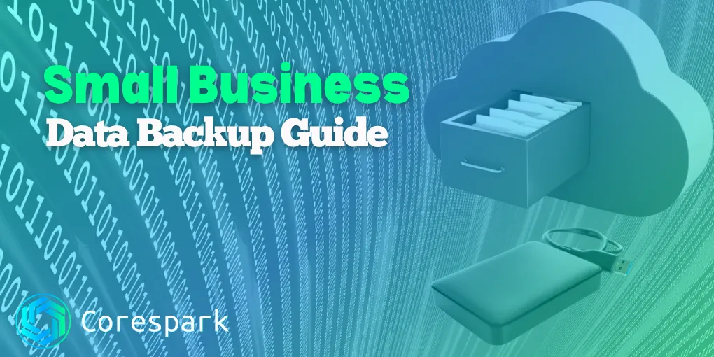 A small business backup setup with cloud storage, an external drive, and a recovery checklist.
