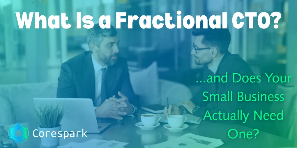 A business owner and technology consultant reviewing a strategy roadmap together, representing fractional CTO services for small businesses in North Carolina.