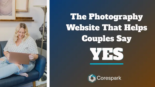 A wedding photographer reviewing organized portfolio galleries and an inquiry form on a laptop.
