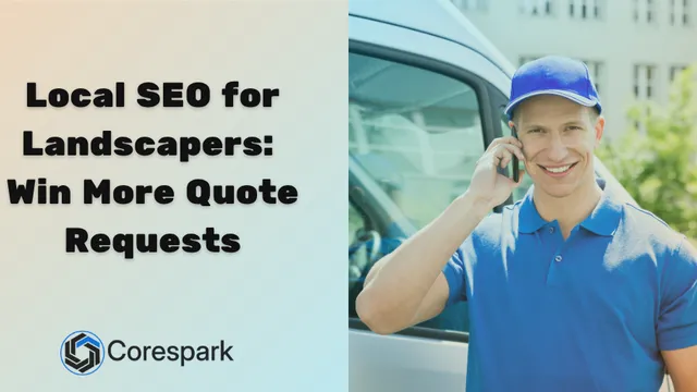 A landscaper discussing a quote request on a phone beside a work truck.